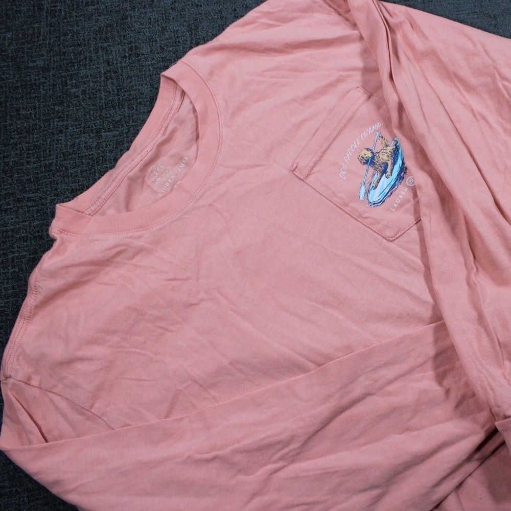 Lauren James Dog Paddle Champ Long Sleeve Pocket T-Shirt Pink XL